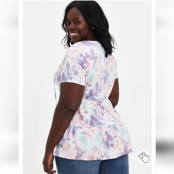 TORRID BABYDOLL RAYON SLUB TIE-FRONT TOP SIZE 1 - Picture 6 of 12